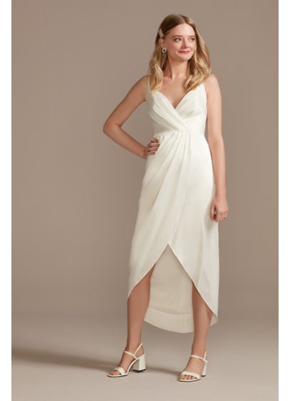 Hand-Pleated Spaghetti Strap Charmeuse Slip Dress - Perfect for casual-elegant ceremonies, rehearsal dinners, or wedding